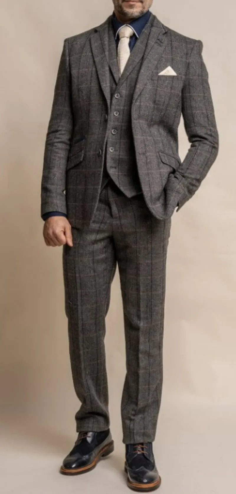 Cavani Albert Grey Tweed Look Slim Fit Jacket